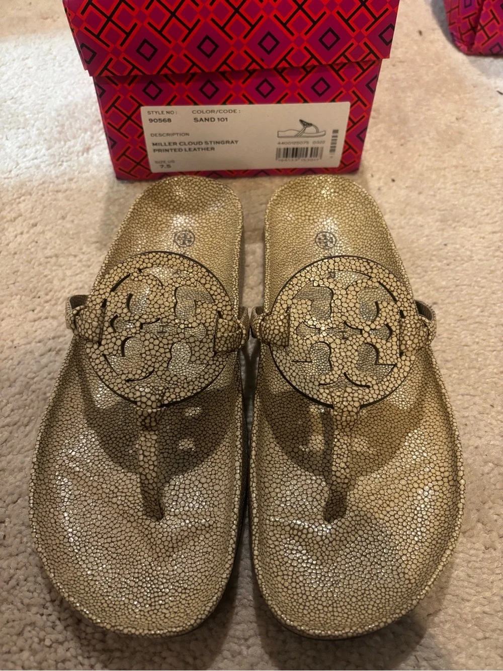 Tory Burch Stingray-Print Miller Cloud Sandals